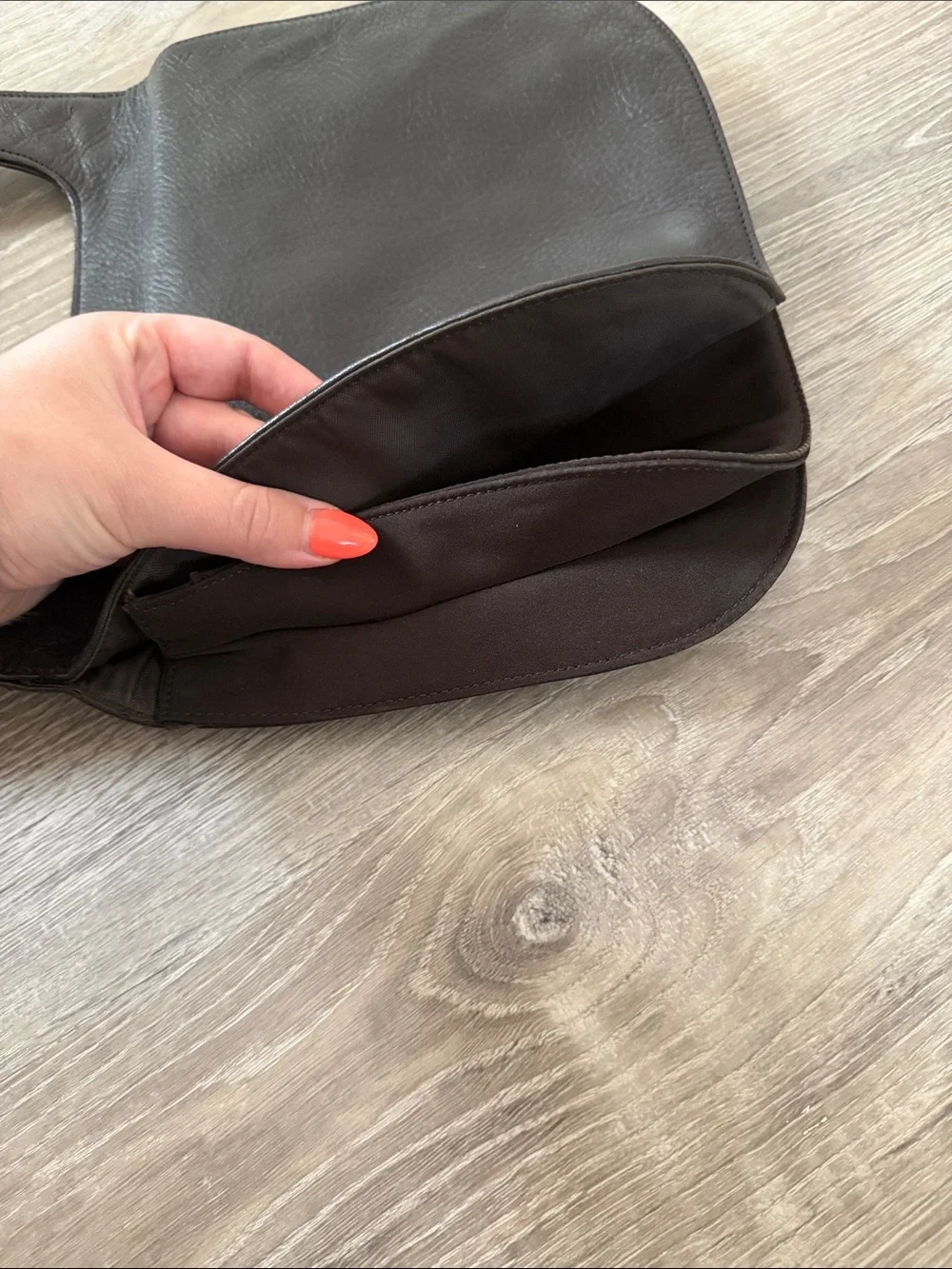 Dark Brown Genuine Leather Messenger Bag with Wide Shoulder Strap